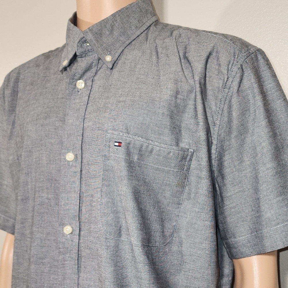 Tommy Hilfiger Blue Short Sleeve Button Down Shirt - Picture 4 of 11